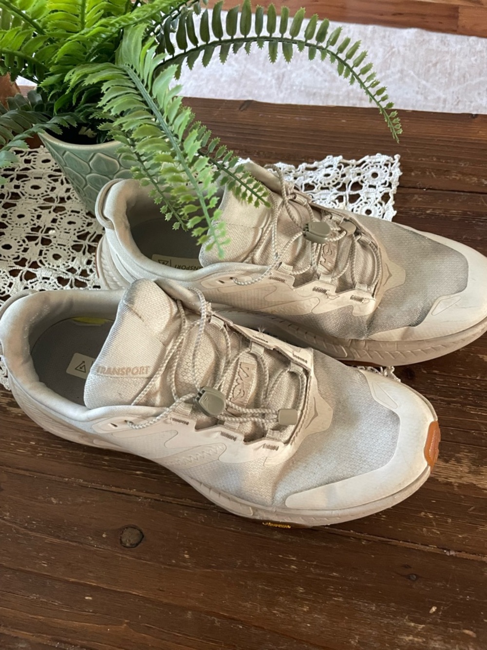 Hoka White and Light Gray Transport Sneakers women’s size 10B